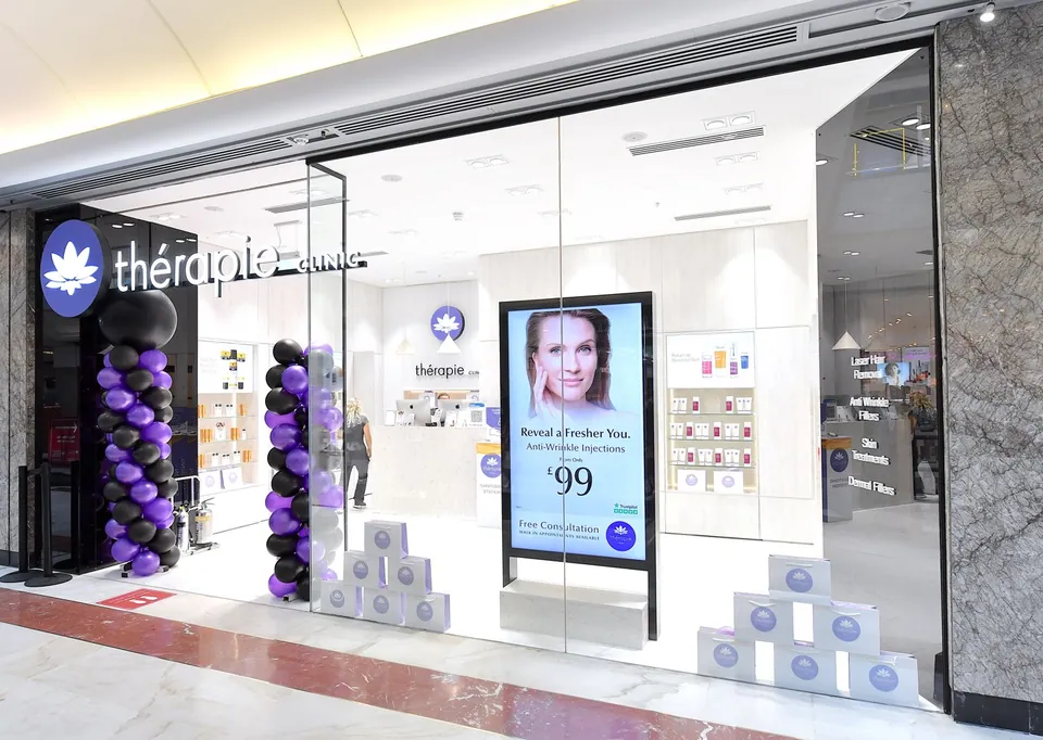 Thérapie Clinic Brent Cross shopfront and glass entrance