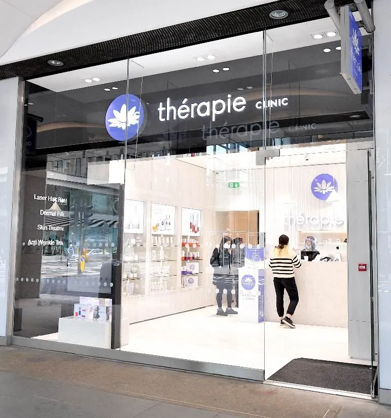Thérapie Clinic Victoria shopfront and glass entrance
