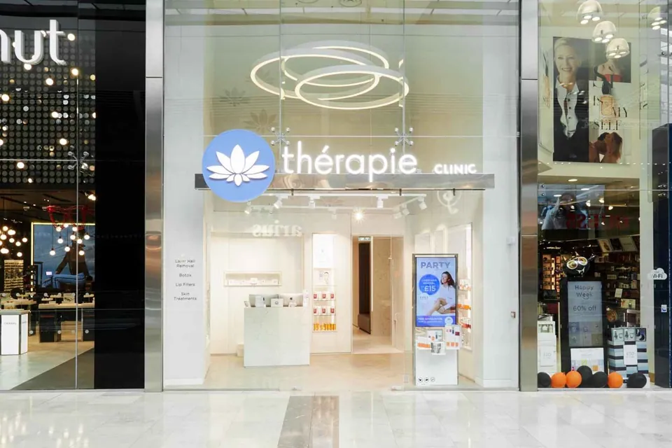 Thérapie Clinic Westfield Stratford shopfront and glass entrance