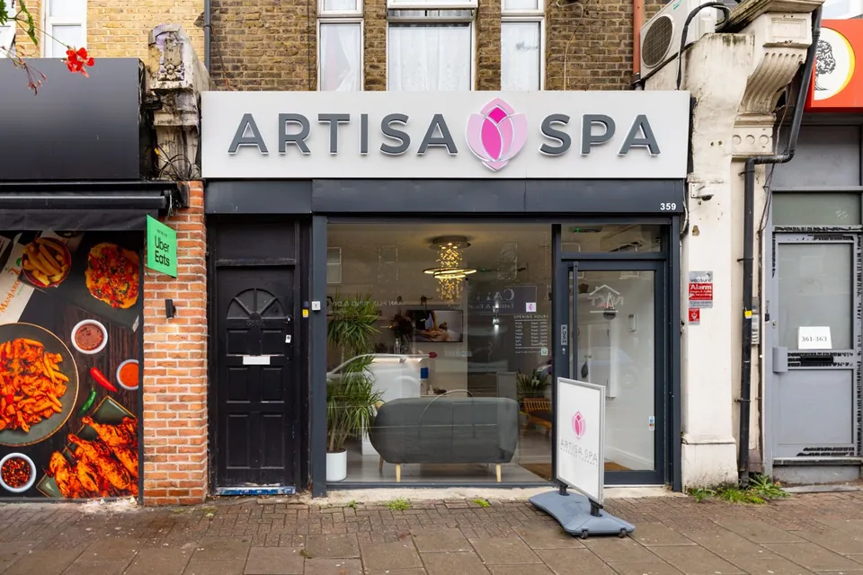 Artisa Spa shopfront and entrance on High Road Leyton.
