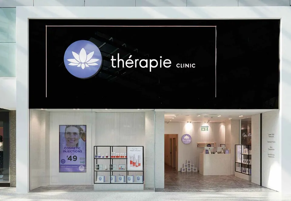 Thérapie Clinic Romford shopfront and reception at the Liberty Shopping Centre
