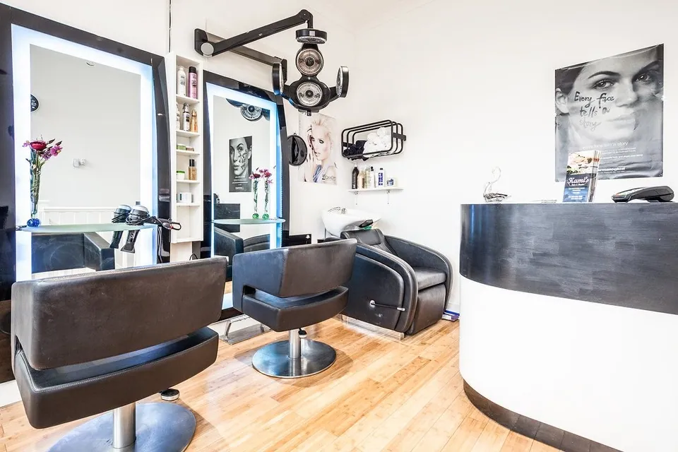 Reception desk and styling chairs at Kamis Hair and Beauty