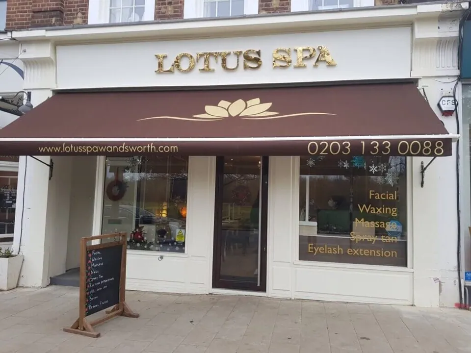 Lotus Spa storefront and awning on Bellevue Parade