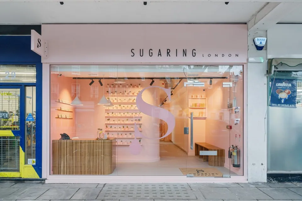 Pink Sugaring London shopfront at 28 Kendal Street
